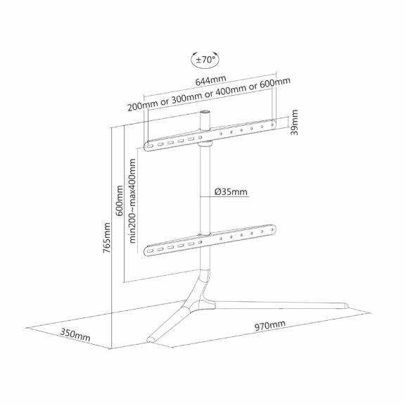 SOPORTE MESA ACABADO MADERA 49"-70" TME - Image 2