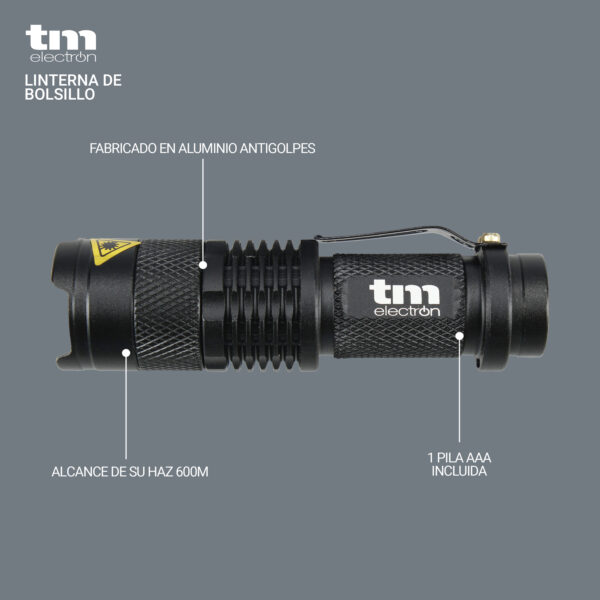 LINTERNA LED 3W BOLSILLO METÁLICA TME - Image 2