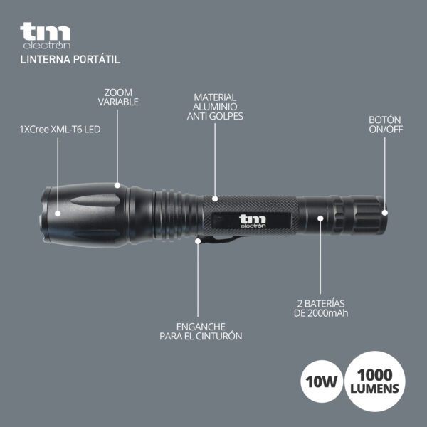 LINTERNA LED 10W ZOOM ALTA CALIDAD REC. - Image 2