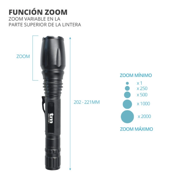 LINTERNA LED 10W ZOOM ALTA CALIDAD REC. - Image 5