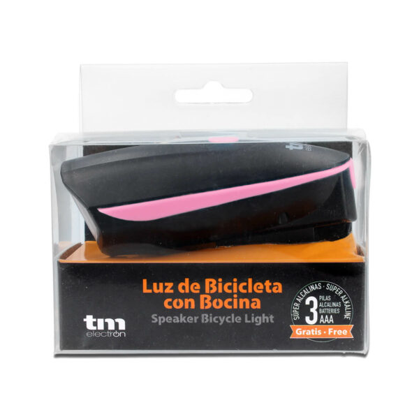 LINTERNA BICICLETA CON BOCINA ROSA TME - Image 6