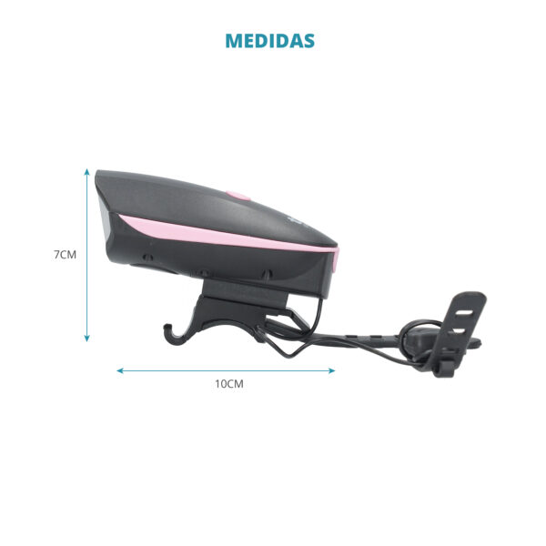 LINTERNA BICICLETA CON BOCINA ROSA TME - Image 7