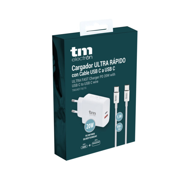 CARGADOR PD 20W MAS CABLE USB C A USB C - Image 8