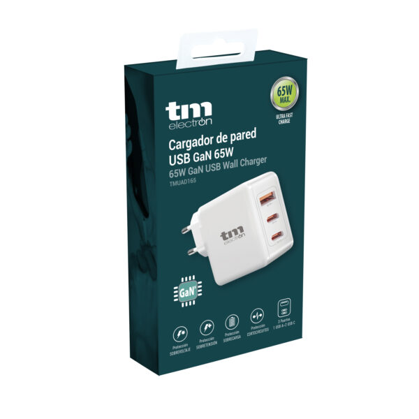 CARGADOR USB A + 2 TIPO C GAN 65W TME - Image 8