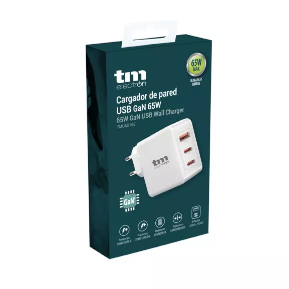 CARGADOR USB A + 2 TIPO C GAN 65W TME - Image 7