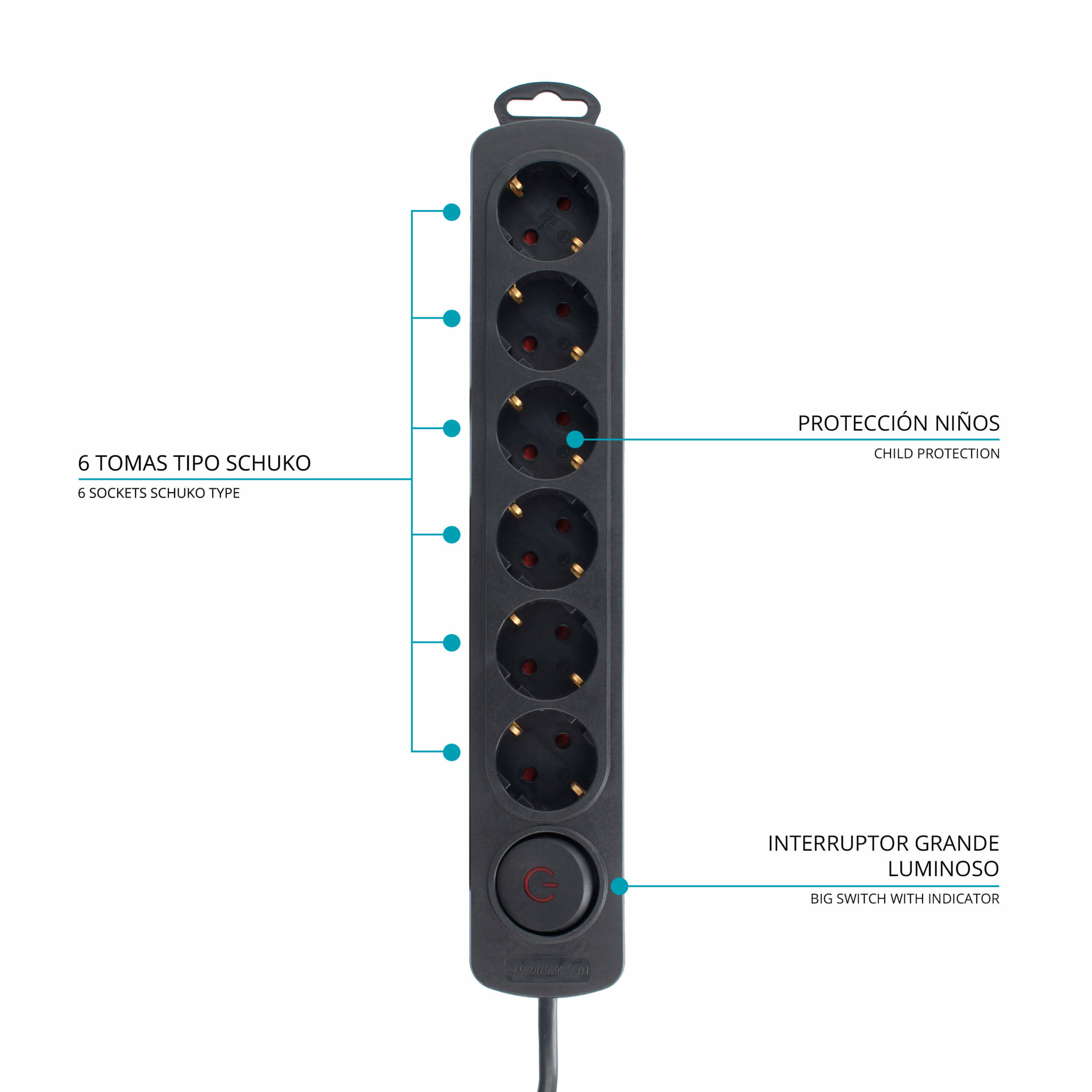 BASE MÚLTIPLE 6 TOMAS INTERRUPTOR TME - Image 2