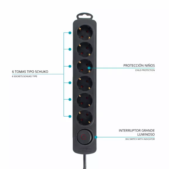 BASE MÚLTIPLE 6 TOMAS INTERRUPTOR TME - Image 2