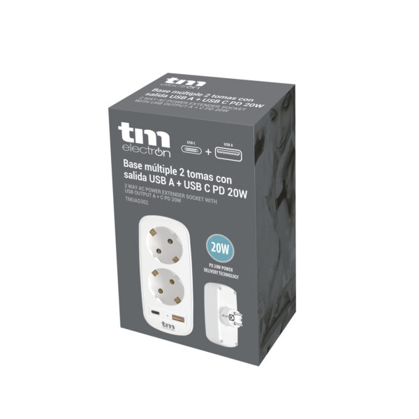 CARGADOR 2 SCHUKO MAS USB A+C PD 20W TME - Image 7