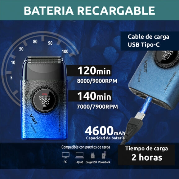 AFEITADORA PROFESIONAL RECARGABLE VGR - Image 5