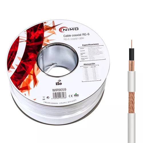 CABLE COAXIAL ANTENA BLANCO 100M